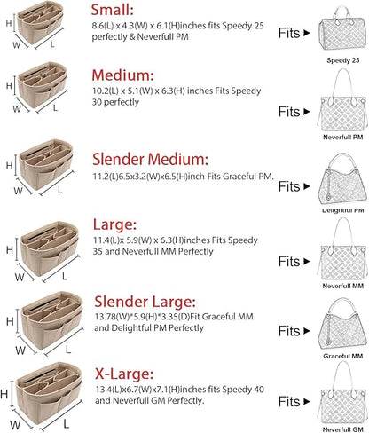 LEXSION Felt Insert Bag Organizer Bag In Bag For Handbag Purse Organizer Fits Speedy Neverful