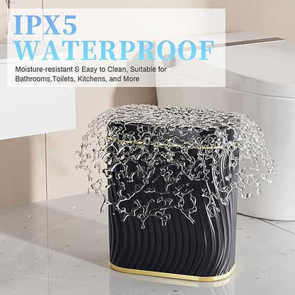 Bathroom Small Trash Can with Automatic Touchless Lid, 2.6 Gallon Smart Garbage Can Narrow Waterproof Trash Bin for Bedroom, Office, Living Room
