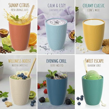 Wheat Straw Cups, Plastic Cups Unbreakable Drinking Cups Set of 6, Reusable Plastic Cup 12 OZ, Dishwasher Safe Tumblers & Water Glasses, Multi