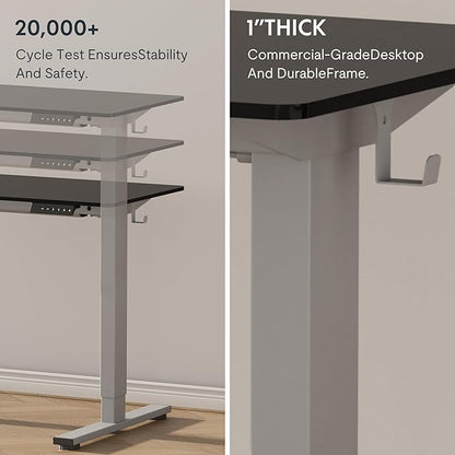 FLEXISPOT EN1 One-Piece Standing Desk with 1-Inch Thick Desktop, 60"x24" Electric Height Adjustable Desk for Home Office & Multi-Device Workstations, Black