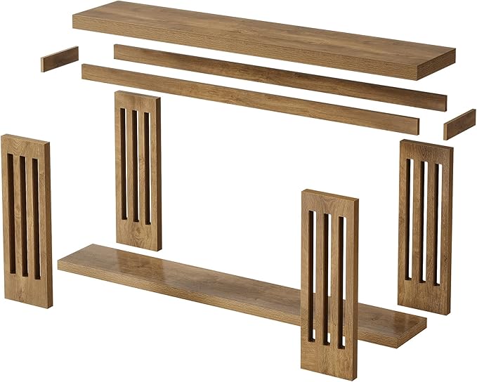 Tribesigns 70.9-Inch Extra Long Entryway Table, Farmhouse Sofa Console Table with Vertical Stripe Legs, 2-Tier Entry Furniture for Living Room, Hallway, Entrance (Light Brown)