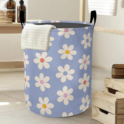 Laundry Basket-Groovy Daisy Flowers Foldable Waterproof Oxford Cloth Funny Tote Bag Laundry Hamper Clothes Storage Bucket Organizer For Bathroom/Laundry Storage/Bedroom Storage Basket