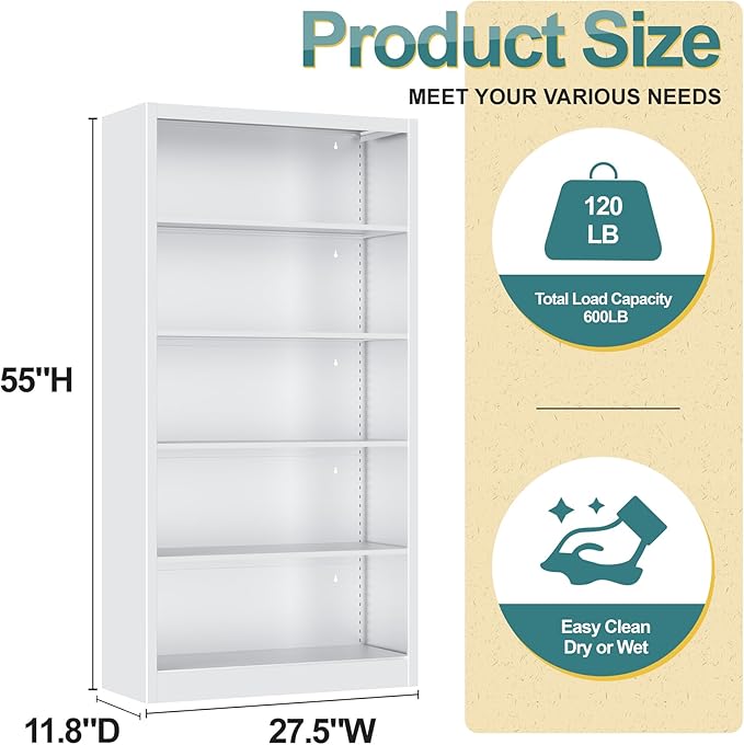 5-Space Heavy Duty Steel Shoe Rack, 4-Tier Adjustable Shoe Shelf with Back Panel, 55" Tall Open Shoe Organizer for Entryway, Closet, Apartment - Sturdy Metal Shoe Storage (White, 5 Tier-55"H*27.6W)