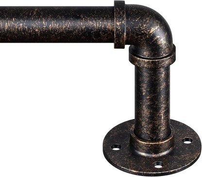 Zeerobee Curtain Rods for Windows 66 to 120, 1 Inch Industrial Wrap Around Vintage Bronze Curtain Rod, Indoor/Outdoor Room Divider Adjustable Drapery Pole, 66"-120"
