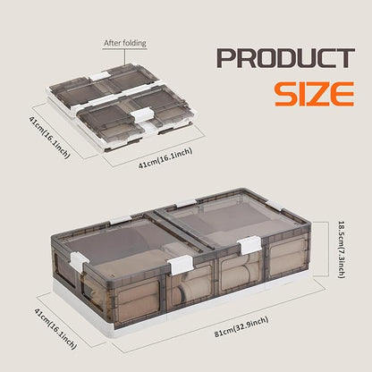 Under Bed Storage Containers with Wheels - Stackable, Foldable Plastic Storage Boxes with Lids for Clothes, Shoes, Blankets - Perfect for Bedroom Organization and Dorms