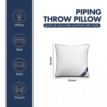 Utopia Bedding Throw Pillow Inserts (Pack of 4, White), 12 x 12 Inches Decorative Indoor Pillows for Sofa, Bed, Couch, Cushion Sham Stuffer