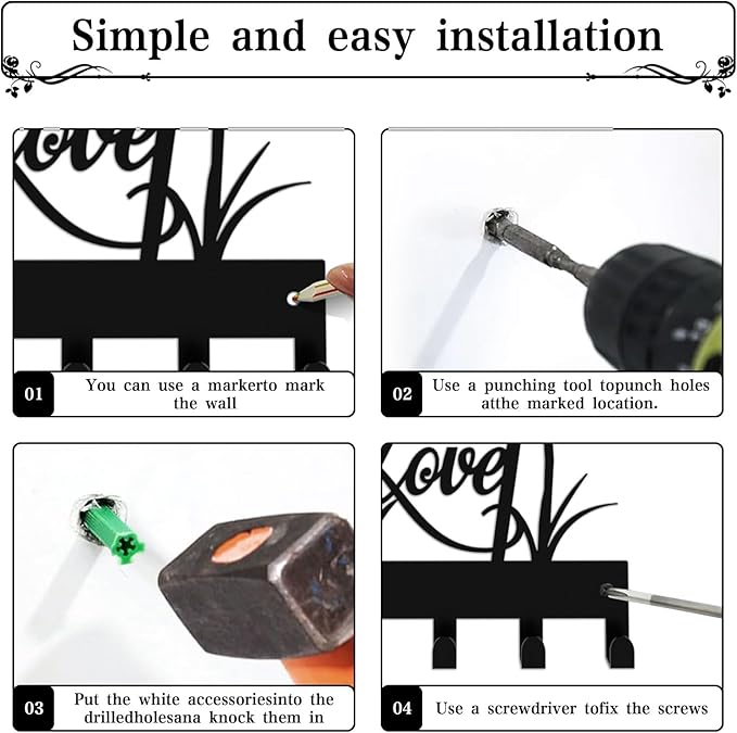 Key Holder for Wall, Metal Key Holder Hooks Organizer Rack, Key Organizer Wall Decorative with 5 Hooks for Entryway, Front Door, Hallway, Bedroom, Office (12 Inches, Birdcage)