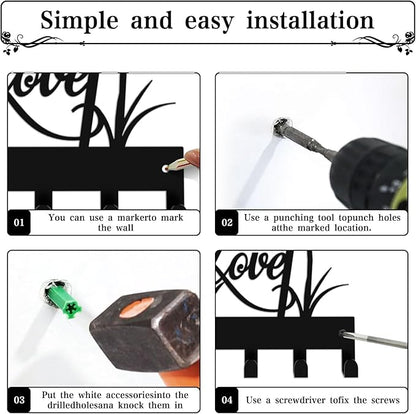 Key Holder for Wall, Metal Key Holder Hooks Organizer Rack, Key Organizer Wall Decorative with 5 Hooks for Entryway, Front Door, Hallway, Bedroom, Office (12 Inches, Birdcage)
