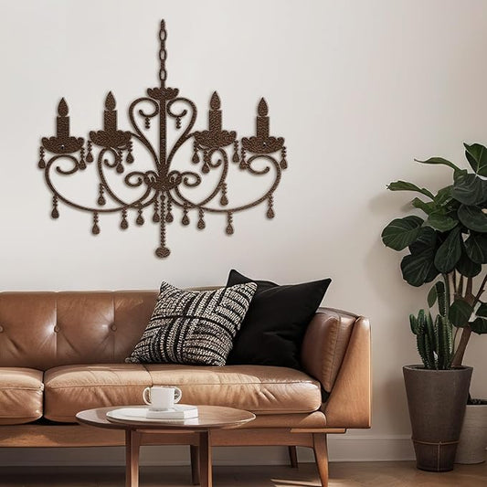 SIGNLEADER Metal Wall Decor Floral Chandelier Candle Minimalist Modern Abstract Wall Sculpture Hangings Home Decoration for Living Room, Bedroom, Bathroom, Kitchen, Outdoor - 30" Bronze