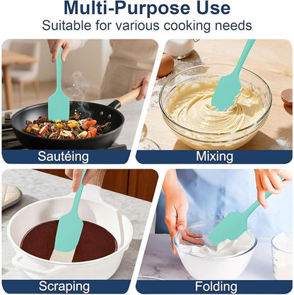 4 Pcs Silicone Spatula Set, 11.4 In, 600°F Heat Resistant Rubber Spatulas for Baking, Cooking & Mixing, Flexible and Non-Stick Kitchen Utensils, Seamless & Dishwasher Safe (Green)