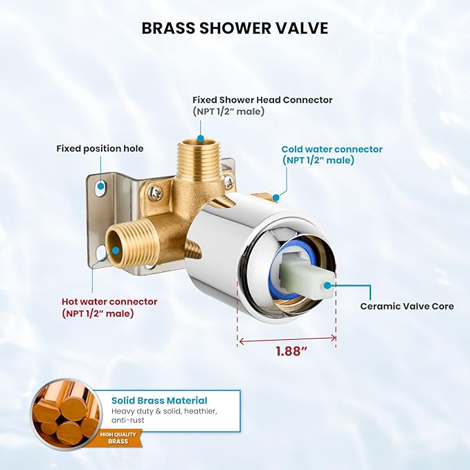 gotonovo Shower Faucet Set Bathroom Shower Head and Handle Set Complete 6 Settings 6 inch Rainfall Shower Head Kit High Pressure Shower System Combo Shower Trim Kit with Valve Polished Chrome