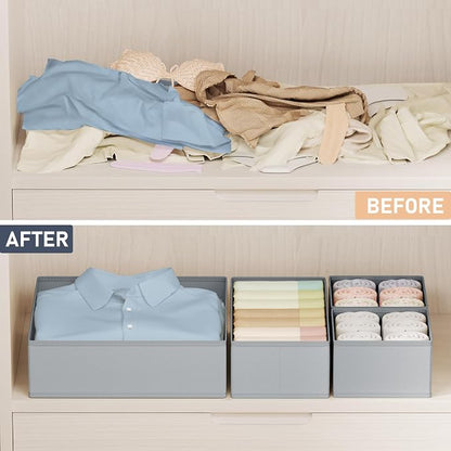 DIMJ Drawer Organizer Clothes Storage - 24 Pack Baby Dresser Organizer for Nursery, Small Fabric Closet Drawer Organizer Bins for Underwears Socks, Foldable Storage Dividers Organization for Bedroom