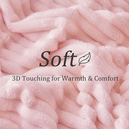 BEDELITE Fleece Pink Throw Blanket for Couch - 300GSM Soft & Warm Valentines Blanket Gifts for Women Girls, Decorative Spring Pink Blankets for Home, 50"x60"