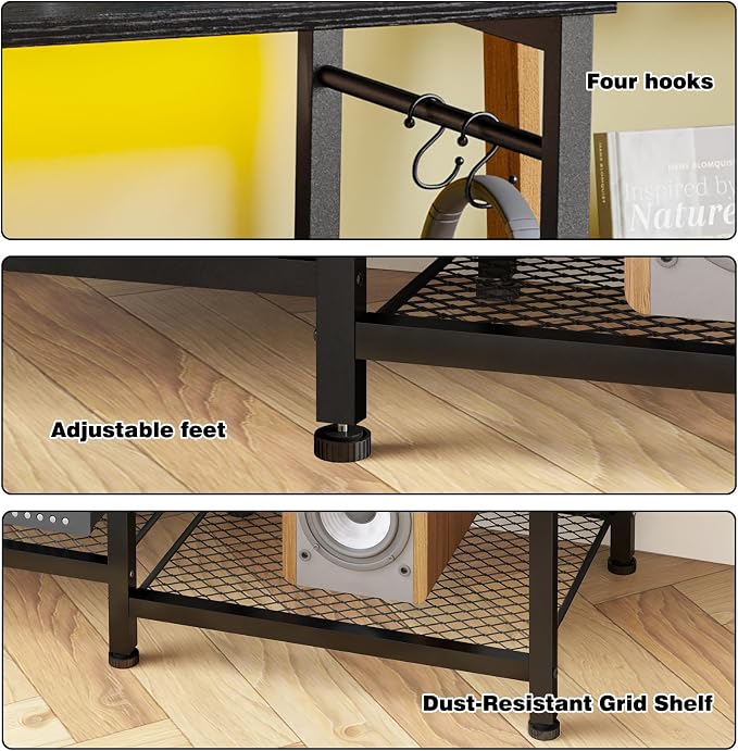 YGEOMER TV Stand for TVs Up to 50 Inch, Entertainment Center for Living Room, Bedroom, Black