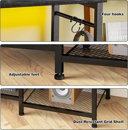 YGEOMER TV Stand for TVs Up to 50 Inch, Entertainment Center for Living Room, Bedroom, Black