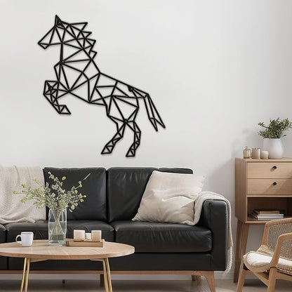 SIGNLEADER Metal Wall Art Decor Non-Stop Horse Modern Abstract Wall Sculpture Hangings Home Decoration for Living Room, Bedroom, Bathroom, Kitchen, Outdoor - 36" Black