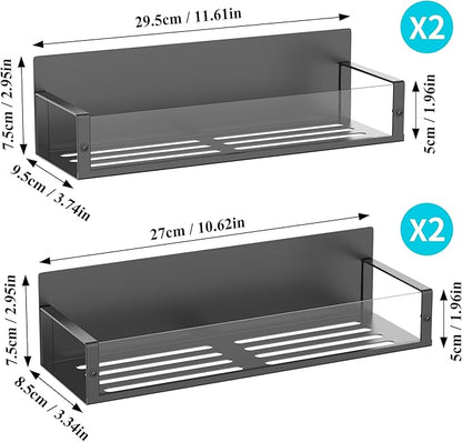 HuggieGems 4 Pack Magnetic Spice Storage Rack Organizer for Refrigerator and Oven, Clear Fridge Organizers and Storage