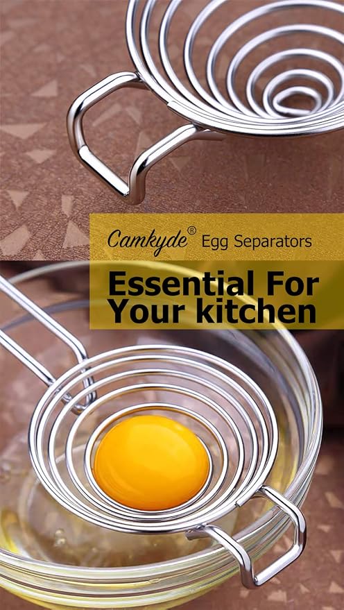 CAMKYDE Egg Separator Food Grade Stainless Steel Egg Yolk White Separation Tool (Blue)