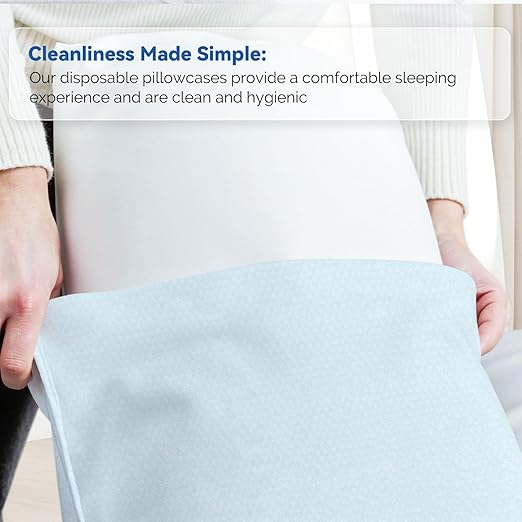 JMU 200PCS Disposable Pillow Case 21" x 30", Tissue/Poly Single Use Pillowcases Medical, Blue