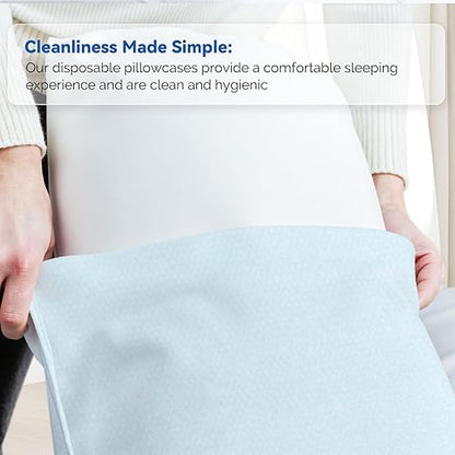 JMU 200PCS Disposable Pillow Case 21" x 30", Tissue/Poly Single Use Pillowcases Medical, Blue