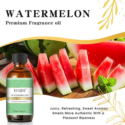 EUQEE 2.02 FL.OZ Watermelon Fragrance Oils, Essential Oils for Diffuser, Candle Making, DIY Soap with Glass Dropper - 60ML
