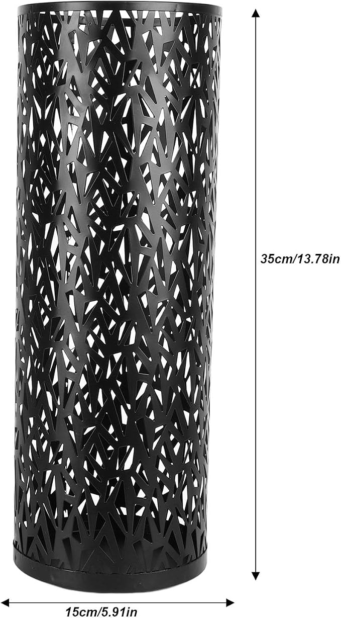 Metal Round Umbrella Stand Rack,Umbrella Holder Organizer Bin Hollowed Freestanding Canes Walking Sticks Holder for Entryway Home Hotel Office Decor (M)