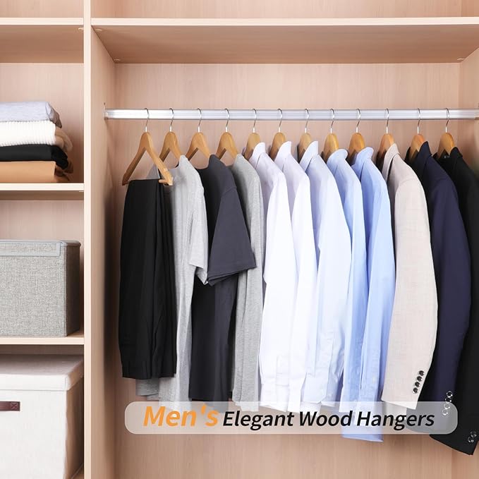 Amazon Basics Wood Suit Clothes Hangers, 30-Pack, Natural