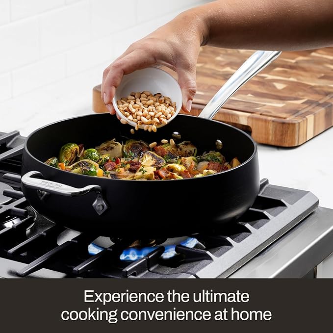 All-Clad HA1 Expert Nonstick 12-Inch Chef's Frying Pan with Tempered Glass Lid, Stay-Cool Ergonomic Handle, Dishwasher-Friendly, Oven-Safe Up to 350°F, Induction, Compatible with All Cooktops, Black