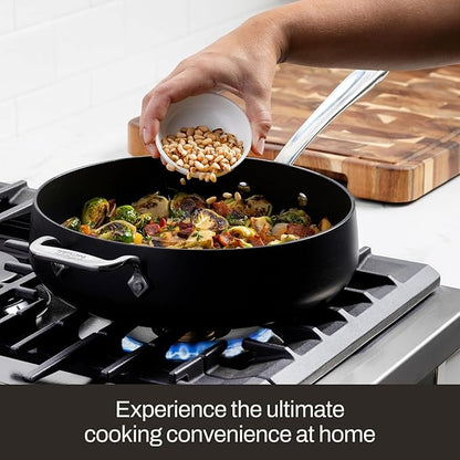 All-Clad HA1 Expert Nonstick 12-Inch Chef's Frying Pan with Tempered Glass Lid, Stay-Cool Ergonomic Handle, Dishwasher-Friendly, Oven-Safe Up to 350°F, Induction, Compatible with All Cooktops, Black