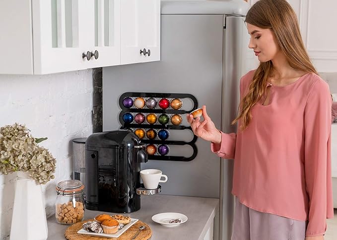 Demi's Home Magnetic Coffee Pod Holder for Nespresso Vertuo Capsules - Suitable to be Mounted on the Fridge (Black)
