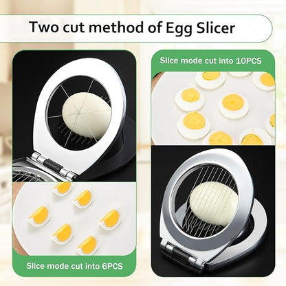 3 in 1 Egg Slicer, Egg Cutter Egg dicer for Boiled Eggs -Stainless Steel Wire with 3 Slicing Styles