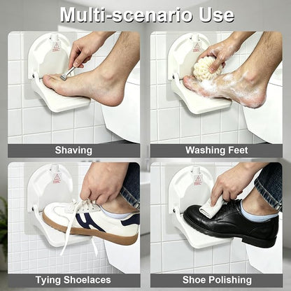 Multi-Purpose Suction Cup Foot Rest for Shower,No-Drill Foldable Anti-Slip Shower Foot Rest,Shower Step for Shaving Legs with Powerful Suction Cups,Supports Pregnant Women/Elder/Those with Back Pain