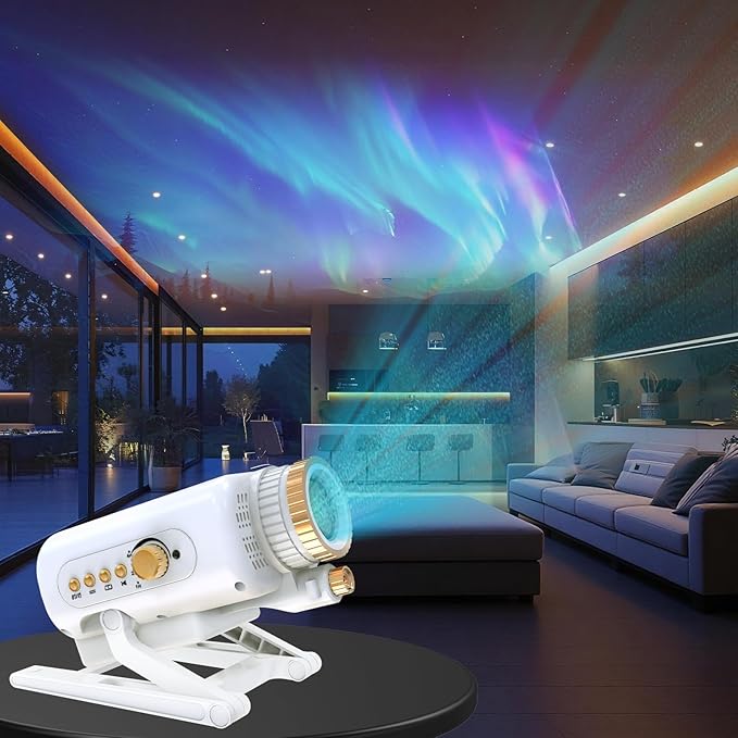 Planetarium 3D Galaxy Projector, Built-in 60 Scene Modes, with Bluetooth Speaker & Remote Control, Star Projector Light for Living Room Bedroom, forr Gifts for Kids, Adult（Robot Dog White）