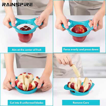 Rainspire Apple Cutter 8 Slices, 8 Blade Apple Slicer and Corer, Apple Corer Tool with Stainless Steel Blades, Super Sharp Fruit Cutter Fruit Slicer, Blue