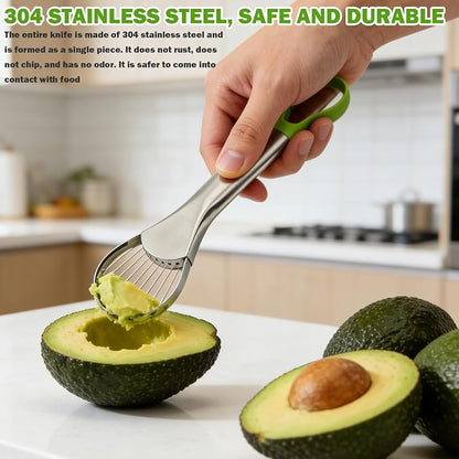 Avocado Slicer Tool,Avocado Cutter Tool,Avocado Knife,Avocado Peeler,Avocado Saver Well Made 2-In-1 Stainless Efficient Kitchen Tool Dishwasher Safe For Hassle-Free Avocado Prep Sandwiches, Salads