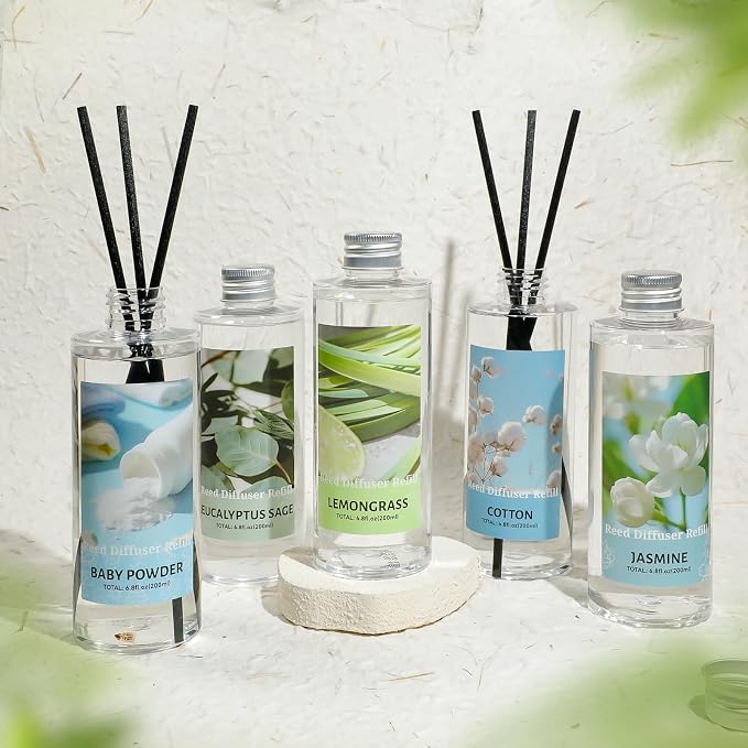 SCENTORINI Reed Diffuser Oil Refill, Lemongrass Diffuser Oil 6.76 Fl Oz, Summer Scented Essential Oil Refill Long Lasting Home Fragrance for Room Spa Aromatherapy Bathroom Hotel Decor, Patio, Outdoor