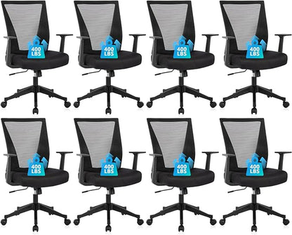CLATINA Home Office Chair Ergonomic Desk Chair Mesh Computer Chairs with Armrests Executive Rolling Wheels Swivel Heavy Duty Chairs Office, Home, Black 8 Pack