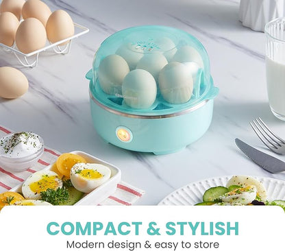 Elite Gourmet EGC115M Easy Egg Cooker Electric 7-Egg Capacity, Soft, Medium, Hard-Boiled Egg Cooker with Auto Shut-Off, Measuring Cup Included, BPA Free, Retro Mint
