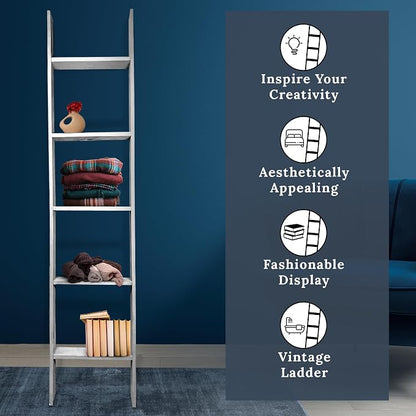 BARNWOODUSA Throw Blanket Ladder – Fully Assembled Reclaimed Wood – Rustic Decorative Ladder for Towels, Quilts, & More – Perfect Farmhouse Decor for Bathroom, Porch, or Living Room,5ft.
