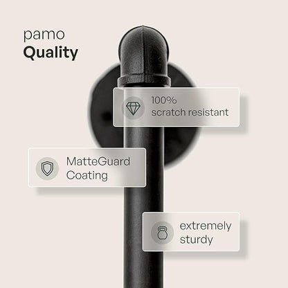 pamo Industrial Pipe Clothing Rack – Wall Mounted Black Closet System in Powder-Coated Steel – 154.33" W × 87.4" H – Easy Setup – Ideal for Walk-In Closets & Retail Use