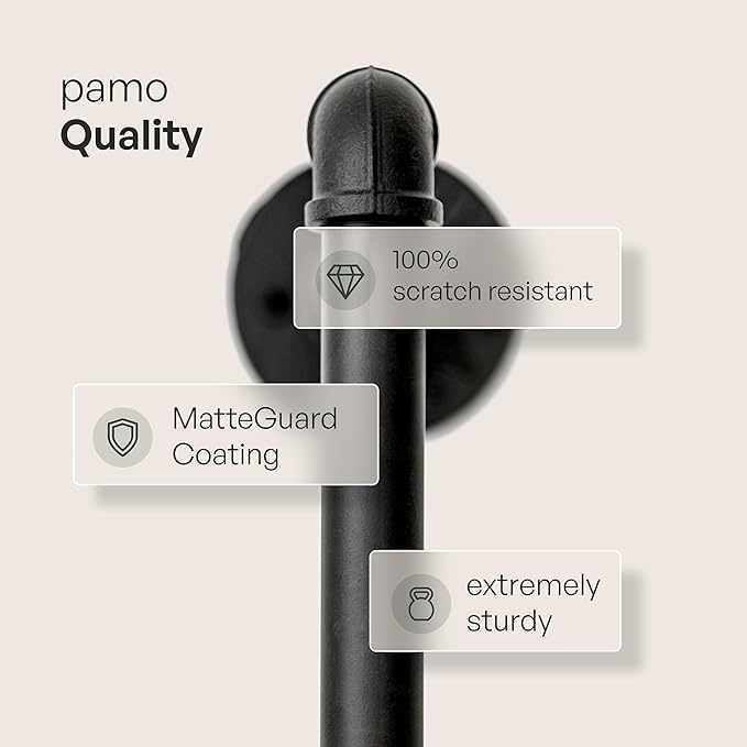 pamo Industrial Pipe Clothing Rack with Shelf– Wall Mounted Black Closet System in Powder-Coated Steel – 154.33" W × 87.4" H – Easy Setup – Ideal for Walk-In Closets & Retail Use