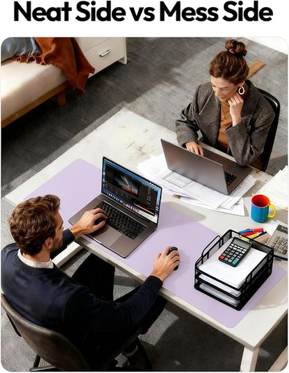 YSAGi Leather Desk Protector, Office Mat, Large Mouse Mat, Non-Slip PU Leather Blotter, Laptop Pad, Waterproof Writing Pad for Office and Home (Light Purple, 23.6" x 13.8")