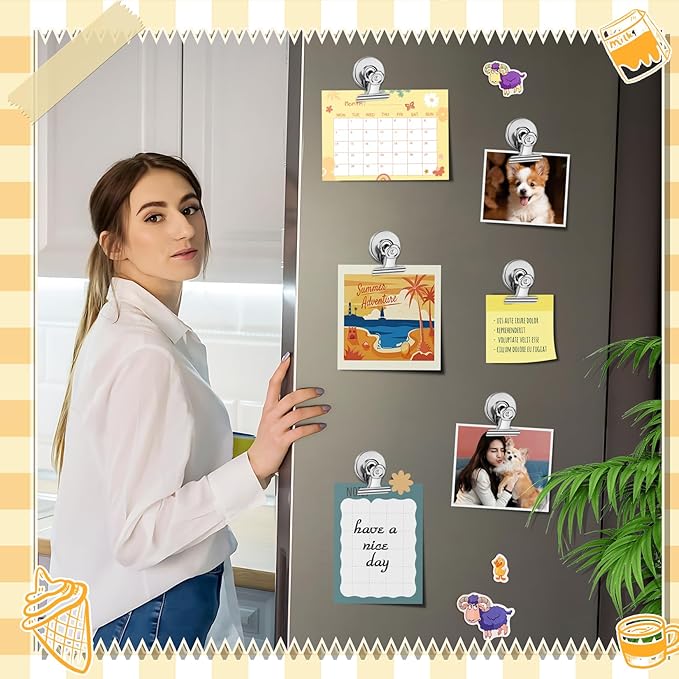 Grtard 24 Pack Magnetic Clips Heavy Duty, Magnet Clips for Fridge, Refrigerator Magnets with Clips, No-Scratch Strong Magnetic Clips for Refrigerator, Whiteboard, Cruise Cabins, Locker