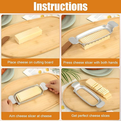 Butter & Cheese Slicer - 304 Stainless Steel Multifunctional Kitchen Tool for Block Butter, Cheese & Fruit