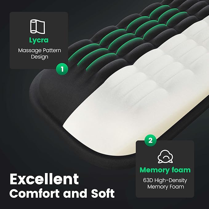 Mekass TKL Keyboard Wrist Rest, Super Soft Memory Foam Ergonomic Computer Wrist Support Pad, Comfortable Desk Wrist Cushion, Laptop Keyboard Arm Hand Rest for Wrists Pain Office Gaming Typing (Black)