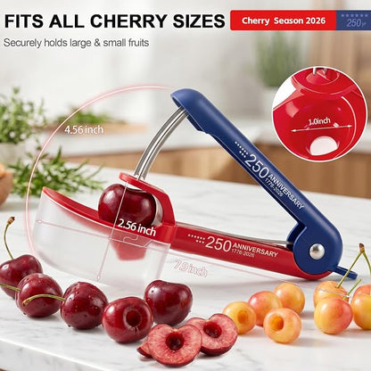 Cherry Pitter Cherries Pitter Tool For Cherry Season | 250th Independence Day Pattern,Stainless Steel Rod,Lock Design, Sorage Box,Dishwasher
