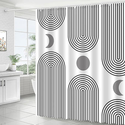 Boho Shower Curtains for Bathroom Mid Century Minimalist Abstract Aesthetic Modern Bathroom Decor Curtain Machine Washable Waterproof Fabric with 12 Hooks 72" W x 72" L