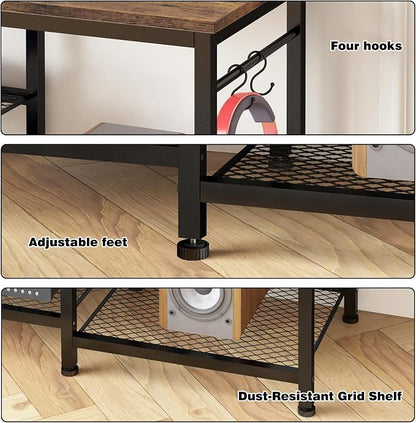 YGEOMER TV Stand for TVs Up to 50 Inch, Entertainment Center for Living Room, Bedroom, Rustic Brown