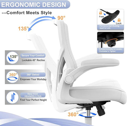 Ergonomic Office Desk Chair with Waterfall Seat and S-Shaped Back for Lower Back & Leg Pressure Relief, Comfortable for 8+ Hours Sitting