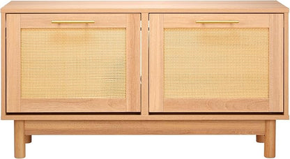 VEVOR Rattan Shoe Storage Bench, Entryway Bench with 2 Flip Drawers, Holds up to 300 lbs with 4 Compartments and 2 Rattan Doors, 39.4 x 11.8 x 20.9 Inches for Hallway, Living Room, Bedroom